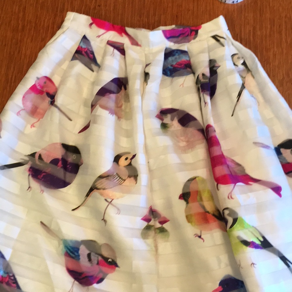 Chicwish Pleated Colorful Bird Skirt